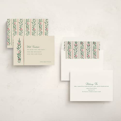 This is a verdant business holiday cards with standard by letterfix called botanic printing on signature in standard