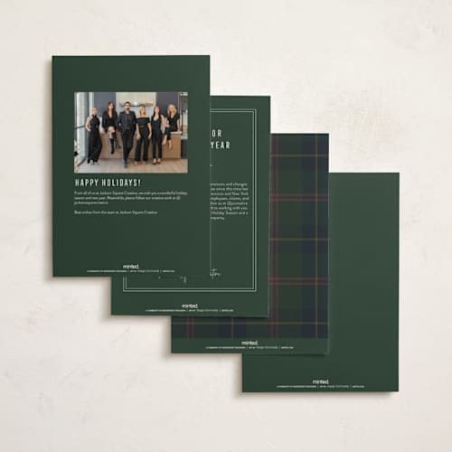 This is a evergreen business holiday cards with standard by Leia Matt called classic cheer printing on signature in standard