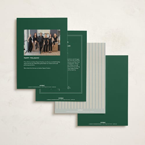 This is a spruce business holiday cards with standard by Amy Kross called hollyhock printing on signature in standard
