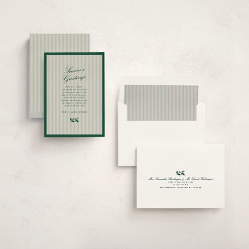 This is a spruce business holiday cards with standard by Amy Kross called hollyhock printing on signature in standard