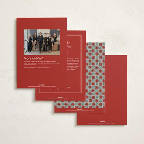 This is a poinsettia business holiday cards with standard by Amy Kross called yarrow printing on signature in standard