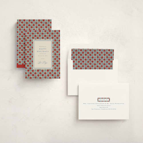 This is a poinsettia business holiday cards with standard by Amy Kross called yarrow printing on signature in standard