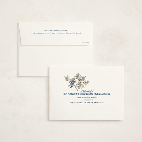 This is a winter rose business holiday cards with standard by Jenna Holcomb called winter chinoiserie printing on signature in standard