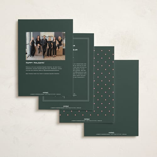 This is a forest business holiday cards with standard by Kate Ahn called vintage note printing on signature in standard
