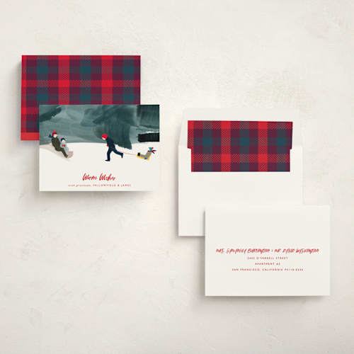 This is a cherry business holiday cards with standard by Eve Schultz called winter fun printing on signature in standard