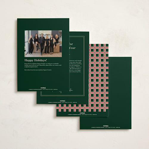 This is a elf shoes business holiday cards with standard by Baumbirdy called book plate printing on signature in standard