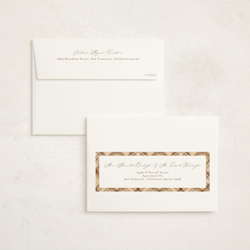 This is a latte business holiday cards with standard by Ashlee Townsend called tis the season plaid printing on signature in standard