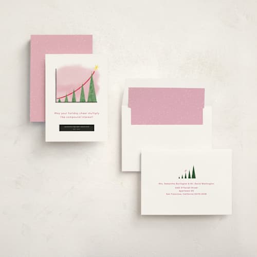 This is a bubblegum business holiday cards with standard by Becky Nimoy called christmas tree chart printing on signature in standard