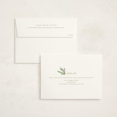 This is a spruce business holiday cards with standard by Paula Pecevich called seasonal etching printing on signature in standard