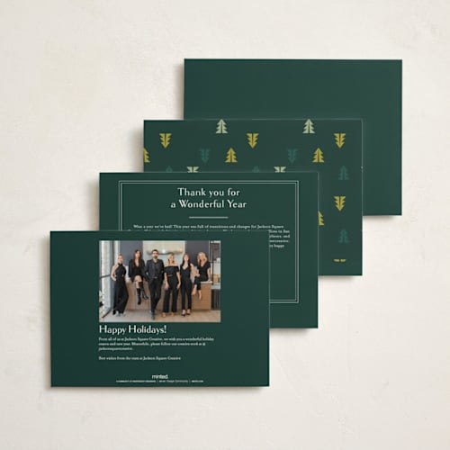 This is a fir business holiday cards with standard by Corinne Malesic called holiday construction printing on signature in standard