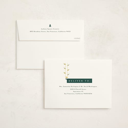 This is a fir business holiday cards with standard by Corinne Malesic called holiday construction printing on signature in standard