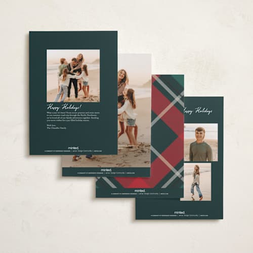 This is a coal petite holiday cards with foil pressed by Petra Kern called fancy plaid printing on recycled smooth signature in petite