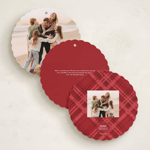 This is a peppermint holiday card ornaments with foil pressed by Pati Cascino called natale printing on recycled smooth signature in ornament