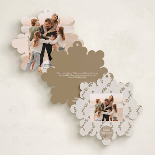 This is a winter holiday card ornaments with foil pressed by Ana de Sousa called heaven&nature printing on recycled smooth signature in ornament