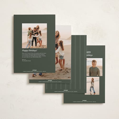 This is a pine foil pressed holiday cards with foil pressed by Brianne Larsen called elegant border printing on recycled smooth signature in standard