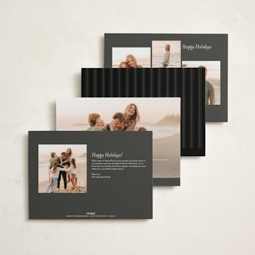 This is a midnight foil pressed holiday cards with foil pressed by Kelly Schmidt called classic five printing on recycled smooth signature in standard