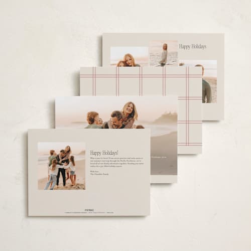 This is a cream foil pressed holiday cards with foil pressed by Robert and Stella called trifold printing on recycled smooth signature in standard