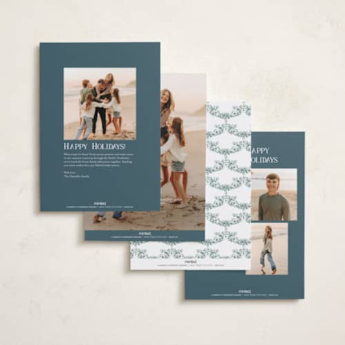 This is a lake foil pressed holiday cards with foil pressed by Paper Sun Studio called colonial christmas printing on recycled smooth signature in standard