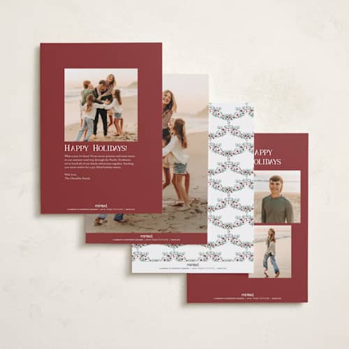 This is a brandy wine foil pressed holiday cards with foil pressed by Paper Sun Studio called colonial christmas printing on recycled smooth signature in standard