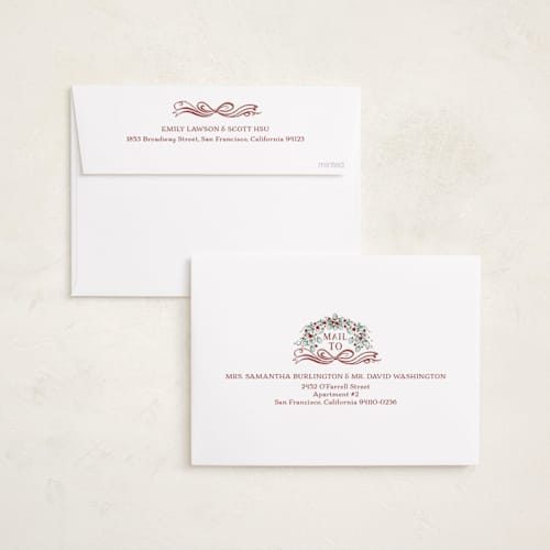 This is a brandy wine foil pressed holiday cards with foil pressed by Paper Sun Studio called colonial christmas printing on recycled smooth signature in standard