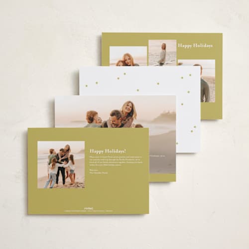 This is a snow foil pressed holiday cards with foil pressed by Morgan Kendall called starlight printing on recycled smooth signature in standard