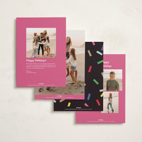 This is a candy foil pressed holiday cards with foil pressed by Maria Alou called confetti countdown printing on recycled smooth signature in standard