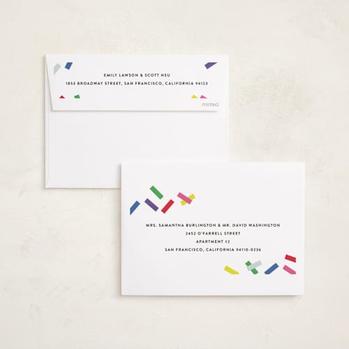 This is a candy foil pressed holiday cards with foil pressed by Maria Alou called confetti countdown printing on recycled smooth signature in standard
