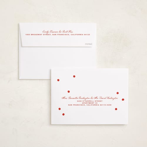 This is a stocking foil pressed holiday cards with foil pressed by Pati Cascino called confetties printing on recycled smooth signature in standard