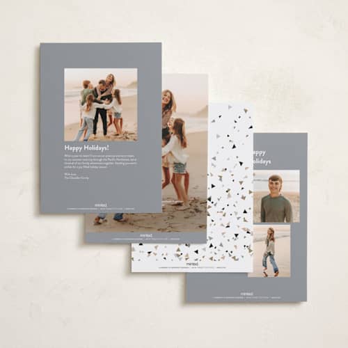 This is a diamond foil pressed holiday cards with foil pressed by Meggy Masters called cover headline printing on recycled smooth signature in standard