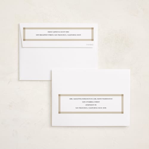 This is a buttercream foil pressed holiday cards with foil pressed by Carolyn Hunt called golden merry printing on recycled smooth signature in standard