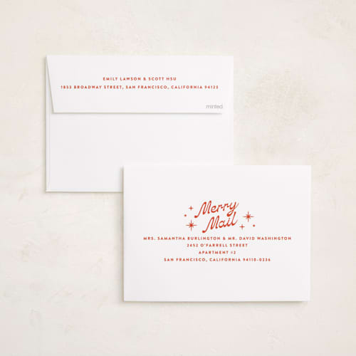 This is a candy cane foil pressed holiday cards with foil pressed by Ekko Studio called nostalgia printing on recycled smooth signature in standard
