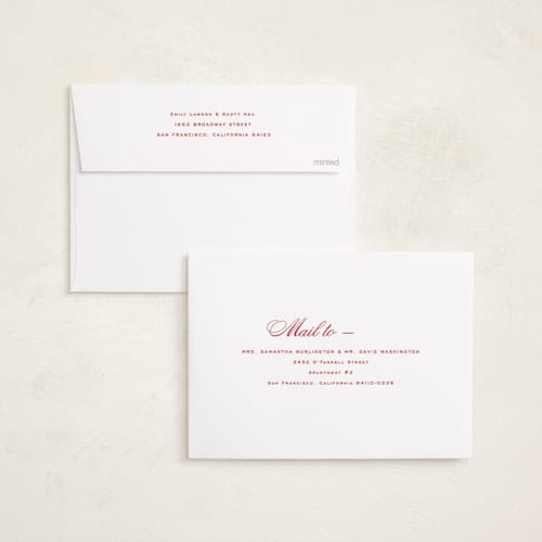 This is a ruby foil pressed holiday cards with foil pressed by Alston Foster called wonder printing on recycled smooth signature in standard