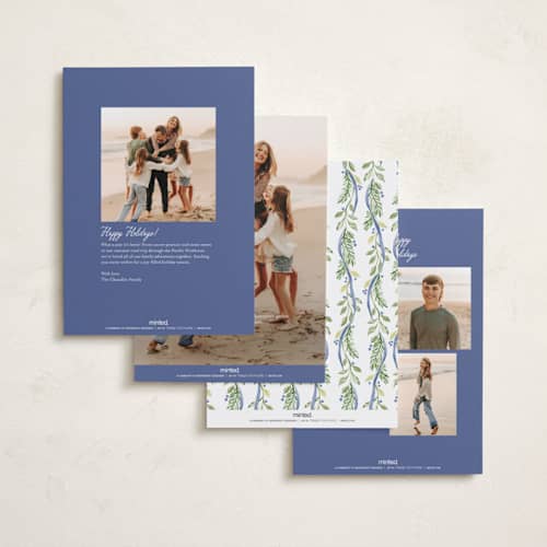 This is a moonlight foil pressed holiday cards with foil pressed by Sarah Knight called ribbon arch printing on recycled smooth signature in standard