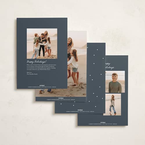 This is a navy foil pressed holiday cards with foil pressed by Dana Duricekova called minimal sparkle printing on recycled smooth signature in standard