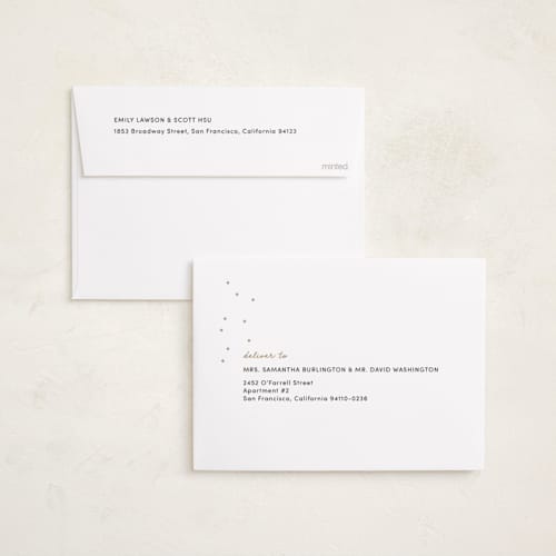 This is a ecru foil pressed holiday cards with foil pressed by Dana Duricekova called minimal sparkle printing on recycled smooth signature in standard