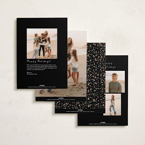 This is a popped foil pressed holiday cards with foil pressed by Pixel and Hank called confetti and sparkle printing on recycled smooth signature in standard
