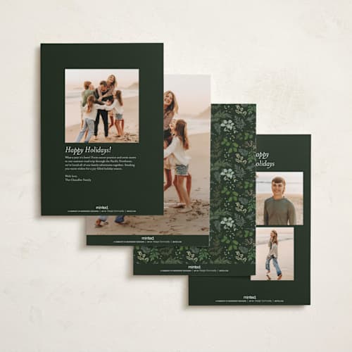 This is a juniper foil pressed holiday cards with foil pressed by Susan Moyal called natural holiday printing on recycled smooth signature in standard