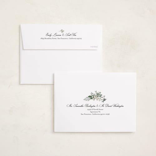 This is a juniper foil pressed holiday cards with foil pressed by Susan Moyal called natural holiday printing on recycled smooth signature in standard
