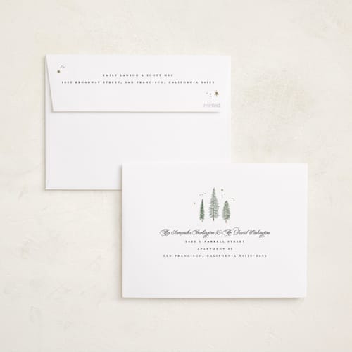This is a snow foil pressed holiday cards with foil pressed by Brandy Folse called classic gold frame printing on recycled smooth signature in standard