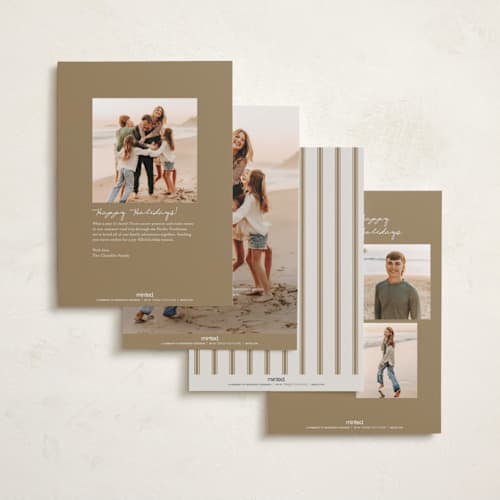 This is a cookie dough foil pressed holiday cards with foil pressed by Brianne Larsen called arch border printing on recycled smooth signature in standard