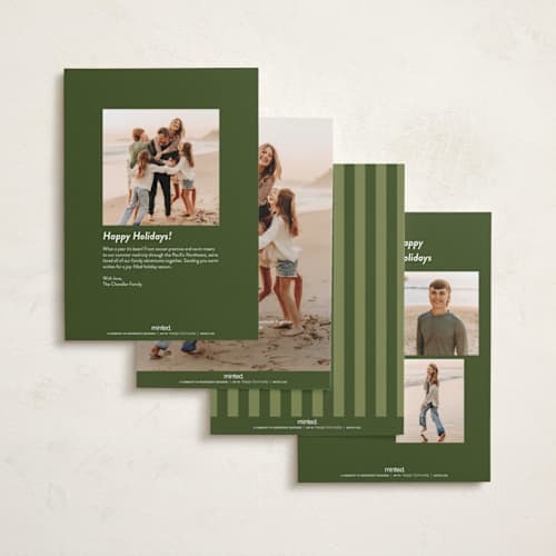 This is a olive foil pressed holiday cards with foil pressed by Inkblot Design called merry everything printing on recycled smooth signature in standard