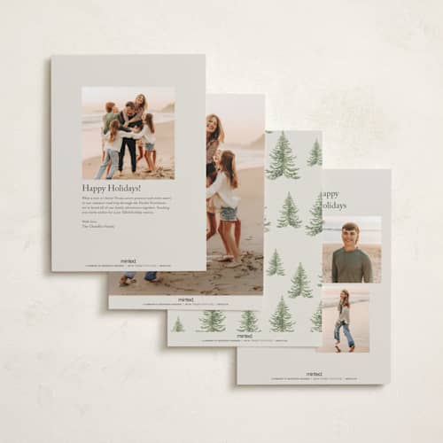 This is a toffee foil pressed holiday cards with foil pressed by Petra Kern called winter trees printing on recycled smooth signature in standard