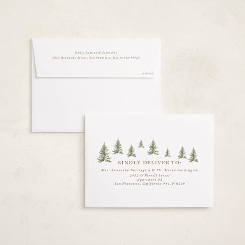 This is a toffee foil pressed holiday cards with foil pressed by Petra Kern called winter trees printing on recycled smooth signature in standard