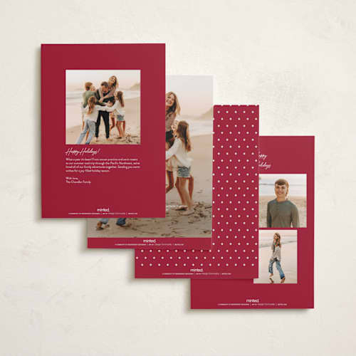 This is a cream foil pressed holiday cards with foil pressed by Ilene Guy called modern merry printing on recycled smooth signature in standard