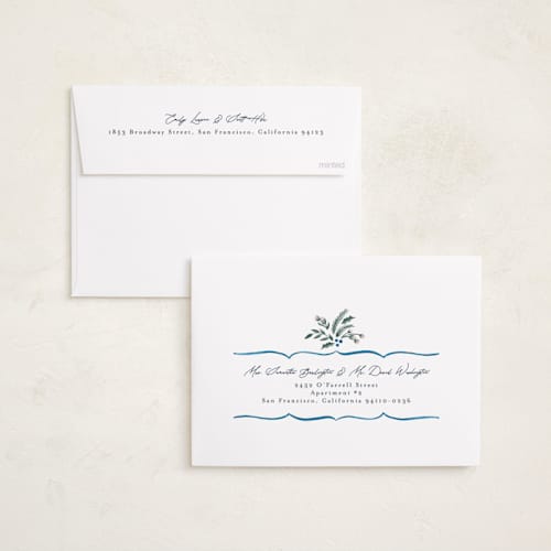 This is a sapphire foil pressed holiday cards with foil pressed by Chris Griffith called scalloped edge holiday printing on recycled smooth signature in standard