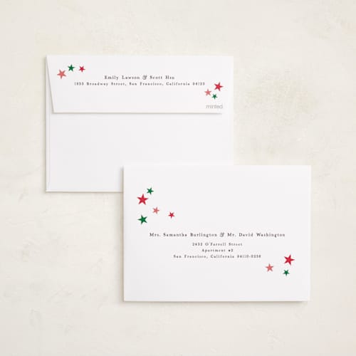 This is a fruitcake foil pressed holiday cards with foil pressed by Vivian Yiwing called stickers printing on recycled smooth signature in standard