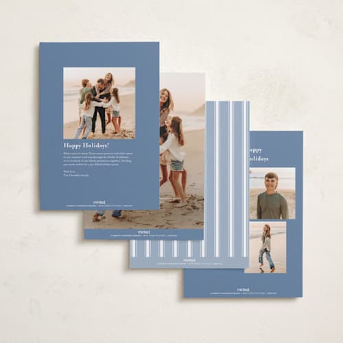 This is a powder blue foil pressed holiday cards with foil pressed by Erin L. Wilson called seabreeze printing on recycled smooth signature in standard