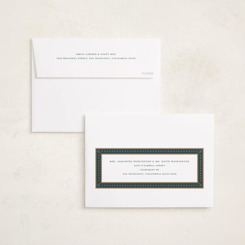 This is a caramel foil pressed holiday cards with foil pressed by Danie Romrell called diving dipper printing on recycled smooth signature in standard