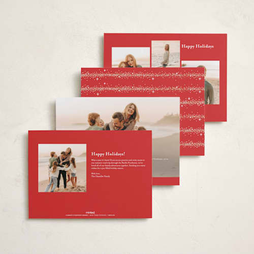 This is a cranberry foil pressed holiday cards with foil pressed by Pixel and Hank called twinkle twinkle printing on recycled smooth signature in standard