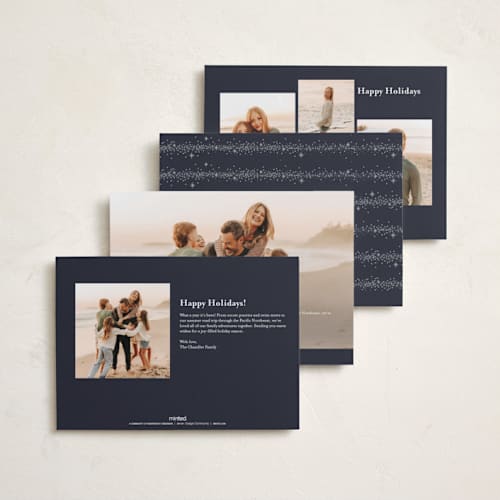 This is a twilight foil pressed holiday cards with foil pressed by Pixel and Hank called twinkle twinkle printing on recycled smooth signature in standard